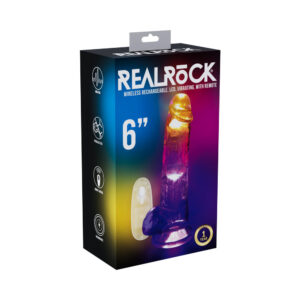 6 inch Dildo Shots Clear RealRock Wireless Rechargeable Remote Control LED Vibrating with Balls
