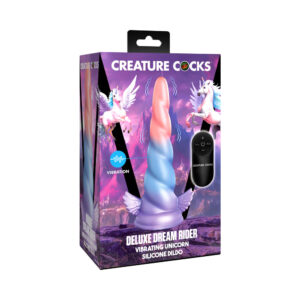 Dildo XR Brands Multi-Color Creature Cocks Deluxe Dream Rider Vibrating Unicorn Silicone