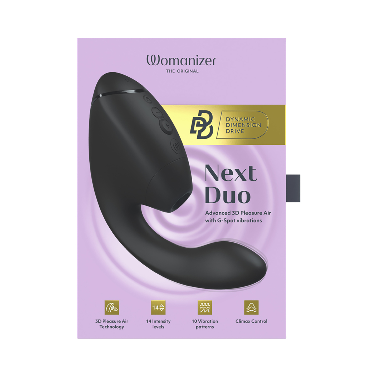 Close-up of the Black Womanizer vibrator for texture detail