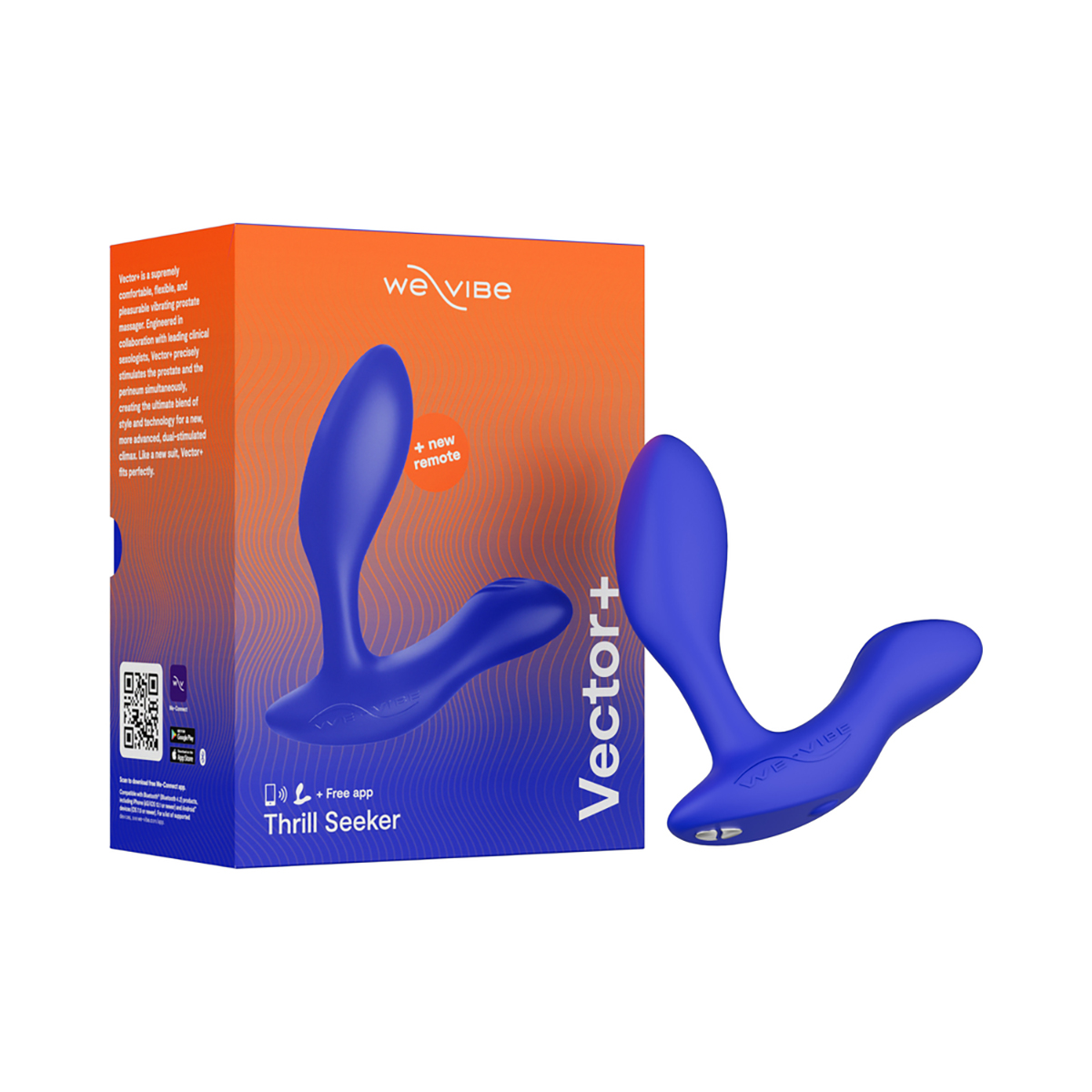 Blue We-Vibe vibrator positioned upright for display