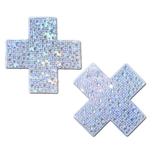 Sexy Nipple Covers  Crystal Crosses White