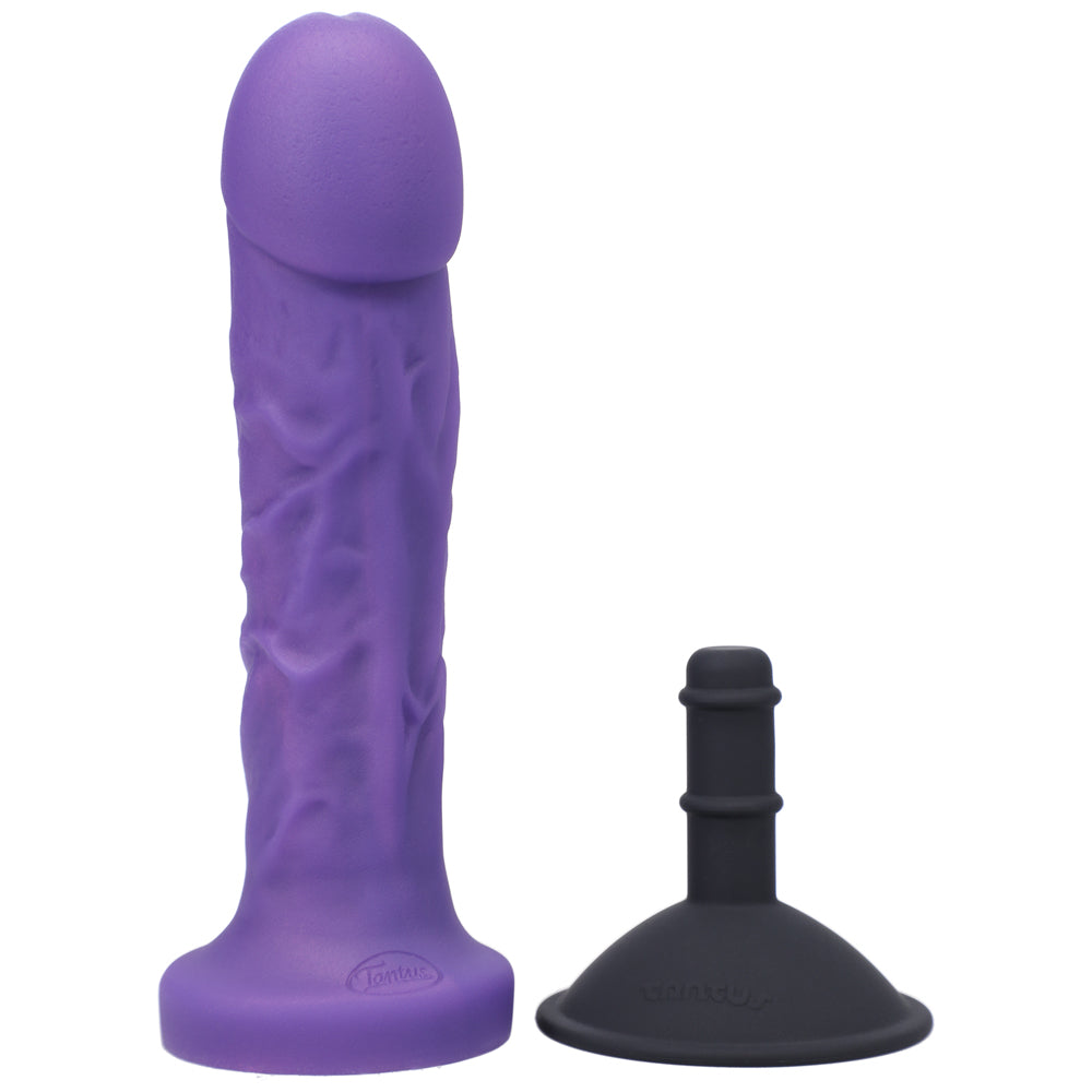 Dildo by Tantus in Purple shown for pegging Her or Him