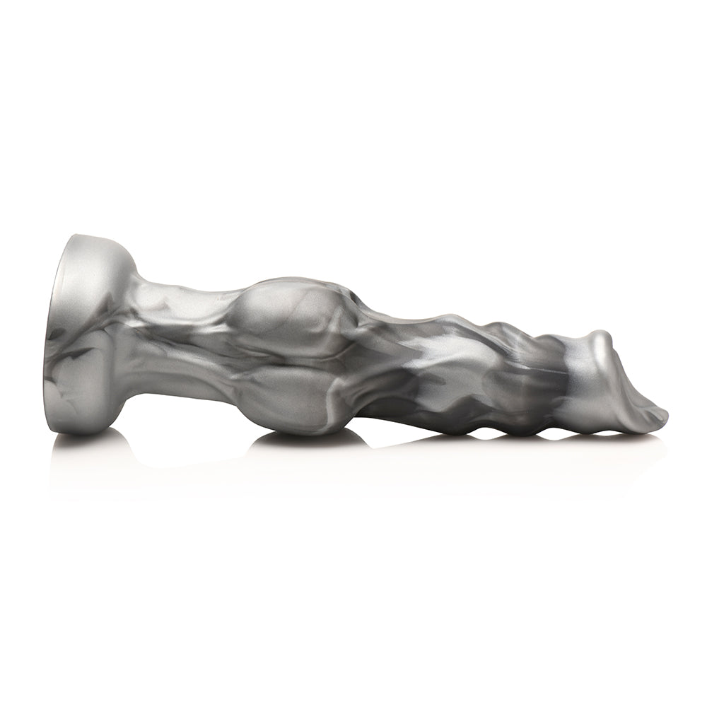 Dildo by XR Brands in Gray displayed for pegging Him or Her