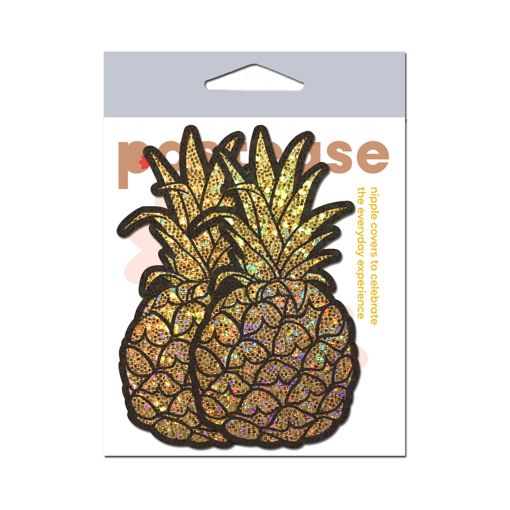 Wearing Pineapple on Glitter Gold Cover nipples covers by Pastease can be fun and sexy!