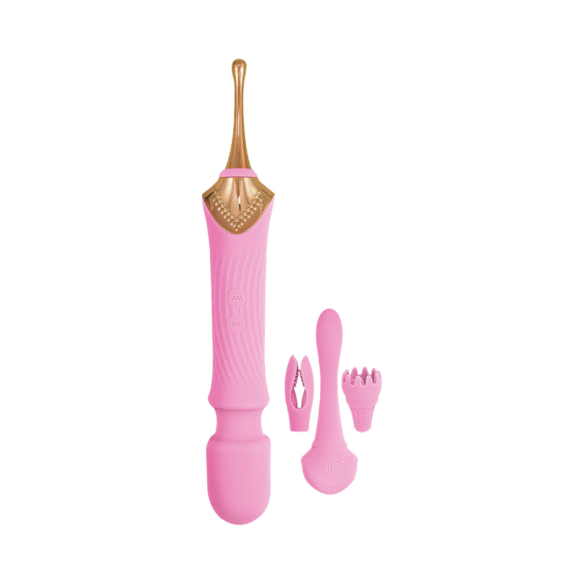 Pink Nasswalk vibrator Goddess Elegance shown in hand for scale