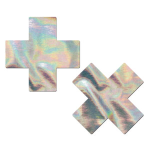 Sexy Nipple Covers  Silver Hologram Crosses