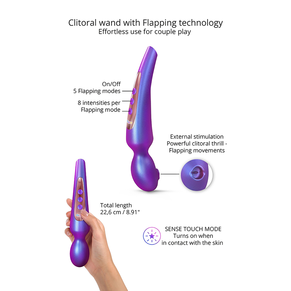Angled view of the  Lovely Planet vibrator designed for intimate use