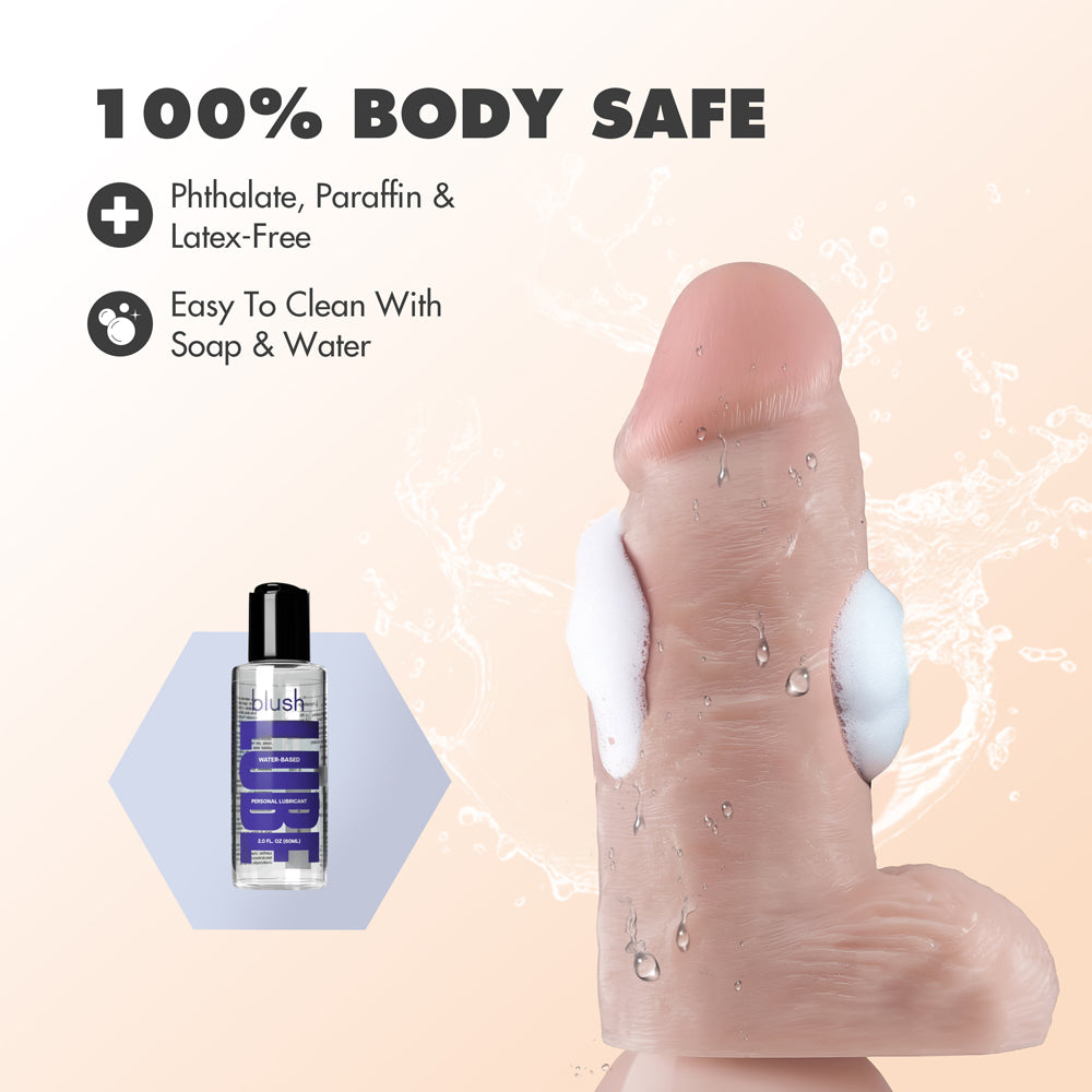 10 inch Dildo by Blush in Vanilla Ivory Beige displayed for pegging Him or Her