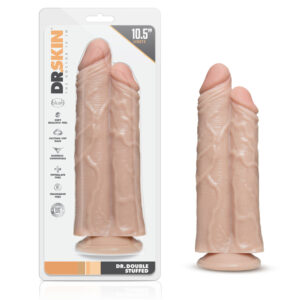 10.5 inch Dildo Blush Vanilla Ivory Beige Dr Skin Dr Double Stuffed Double Shaft Beige