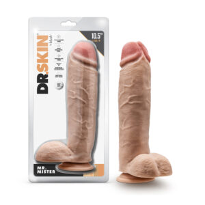 10.5 inch Dildo Blush Vanilla Ivory Beige Dr Skin Mr Mister Realistic with Balls Beige