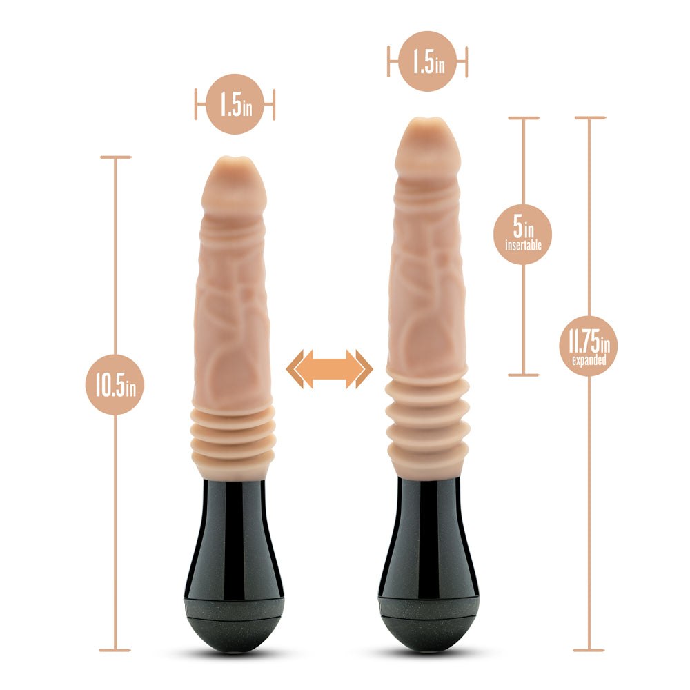 10.5 inch Dildo by Blush in Vanilla Ivory Beige displayed for pegging Him or Her