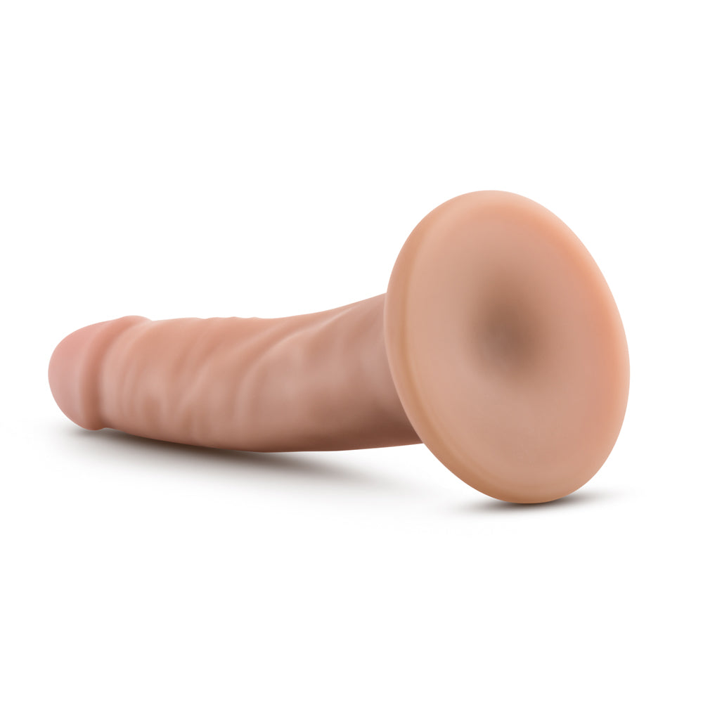 5.5 inch Dildo by Blush in Vanilla Ivory Beige shown for pegging Her or Him