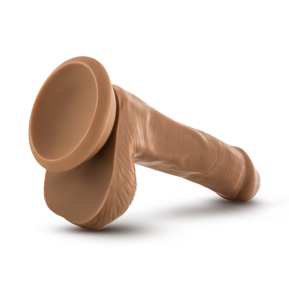 6.5 inch Dildo by Blush in Tan Light Brown Mocha shown for pegging Her or Him