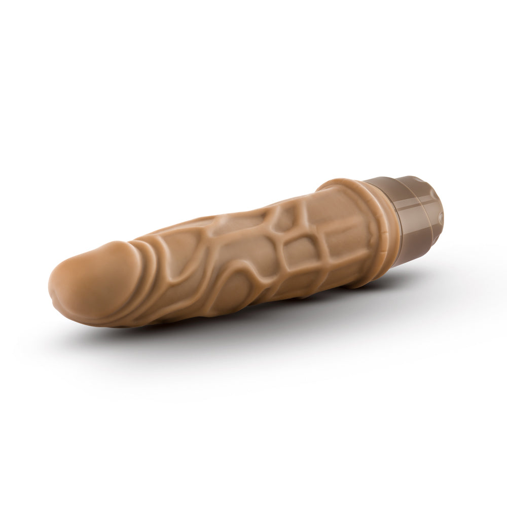 7.25 inch Dildo by Blush in Tan Light Brown Mocha shown for pegging Her or Him
