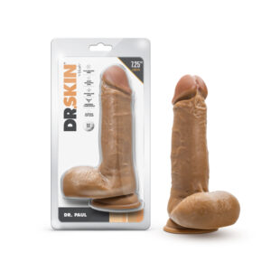 7.25 inch Dildo Blush Tan Light Brown Mocha Dr Skin Dr Paul with Balls