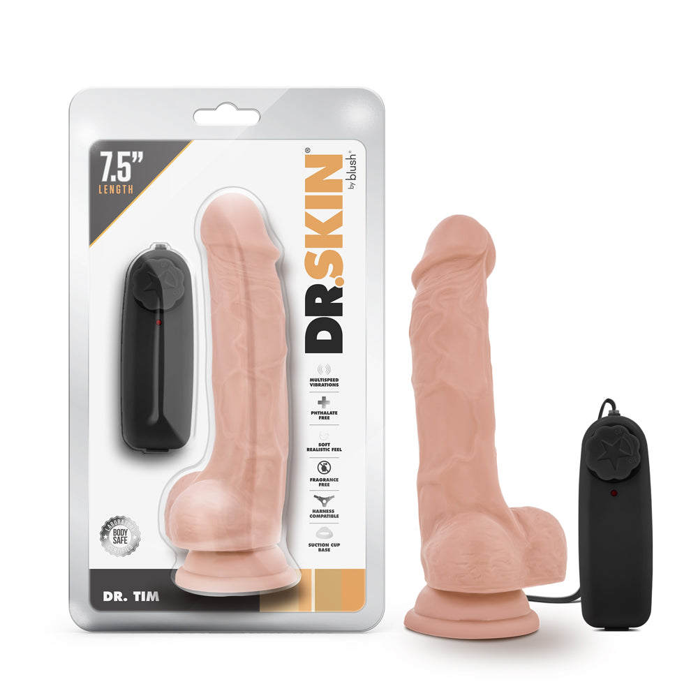 7.5 inch Dildo by Blush in Vanilla Ivory Beige shown for use by Her or Him
