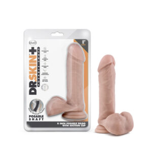 8 inch Dildo Blush Vanilla Ivory Beige Dr Skin Plus Realistic Triple Density Posable with Balls Beige