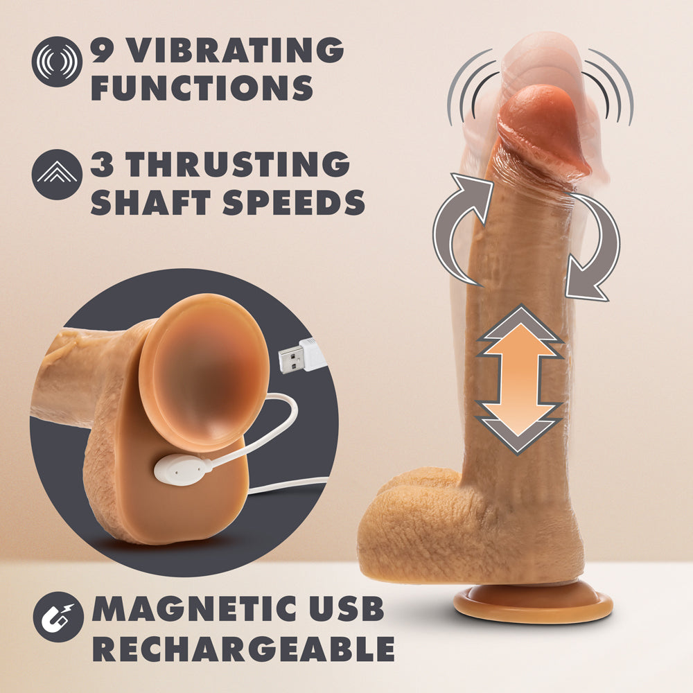 8.5 inch Dildo from Blush in Tan Light Brown Mocha pictured for anal pleasure for Her or Him
