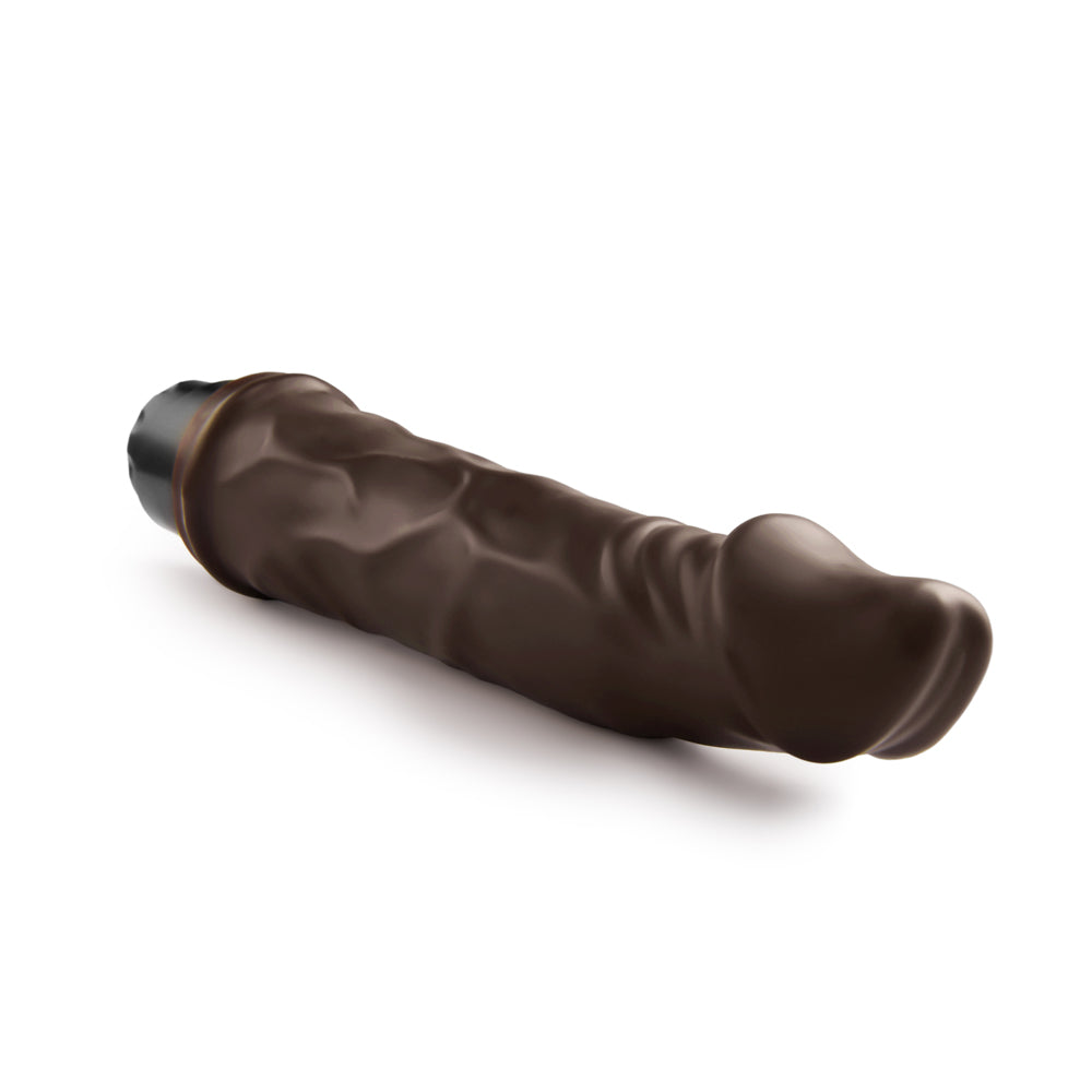 8.75 inch Dildo by Blush in Dark Brown shown for pegging Her or Him