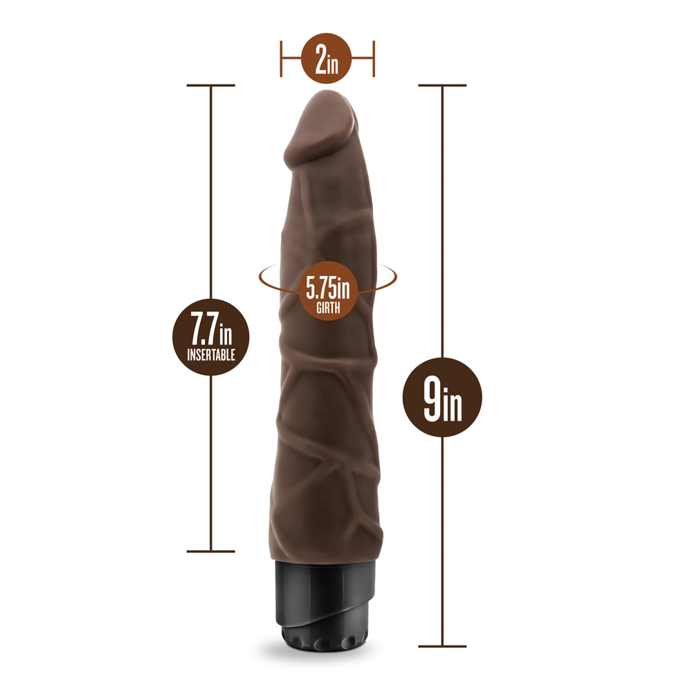 9 inch Dildo by Blush in Dark Brown displayed for pegging Him or Her