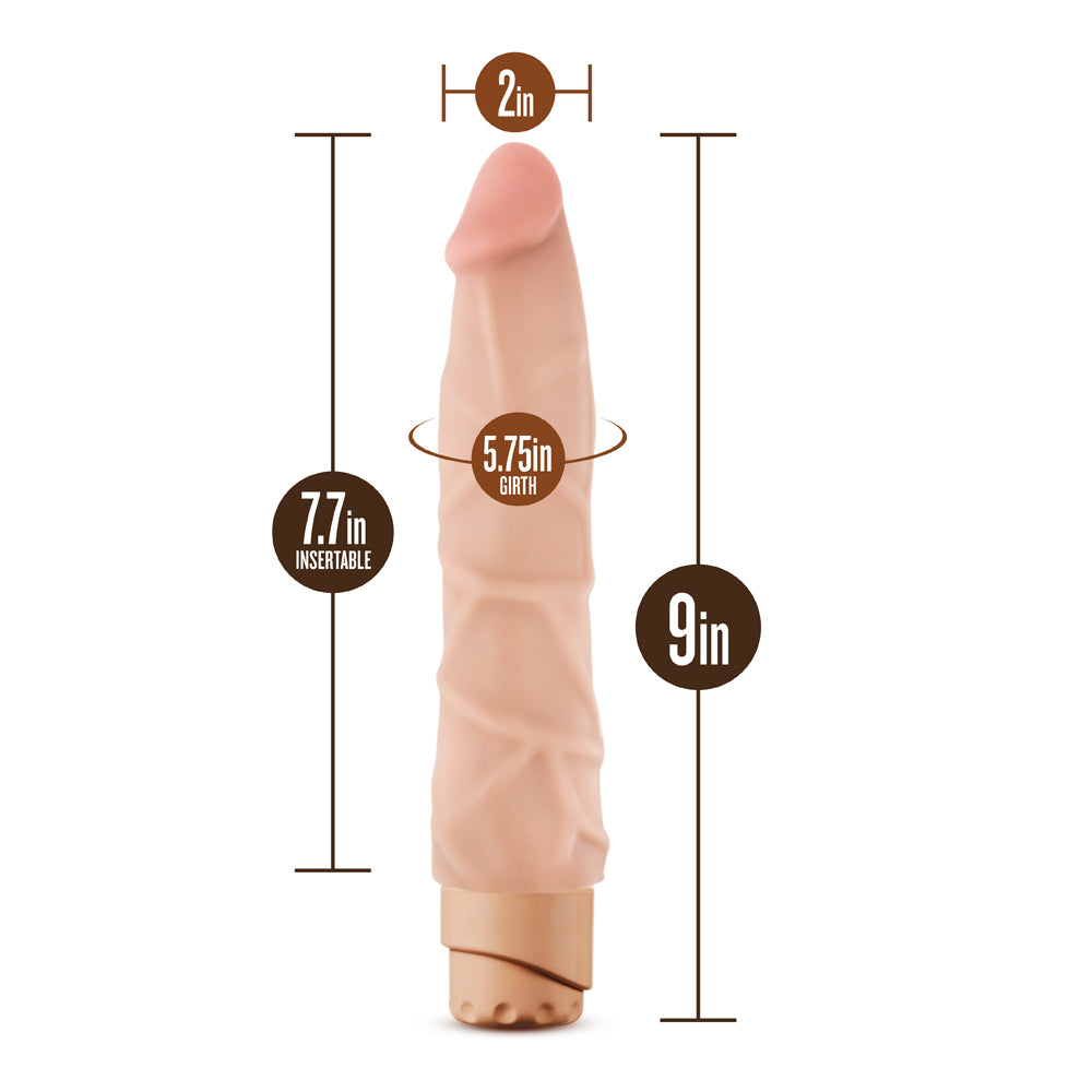 9 inch Dildo by Blush in Vanilla Ivory Beige displayed for pegging Him or Her