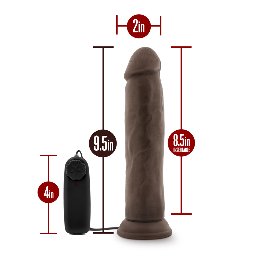 9.5 inch Dildo by Blush in Dark Brown shown for pegging Her or Him