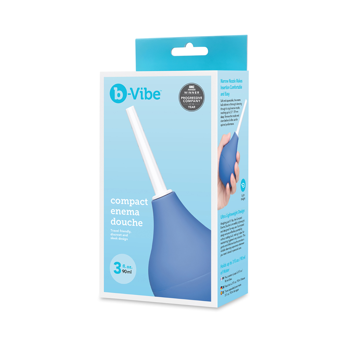 B-Vibe Compact Enema Douche Blue intimate cleansers and personal cleansing care by B-Vibe.