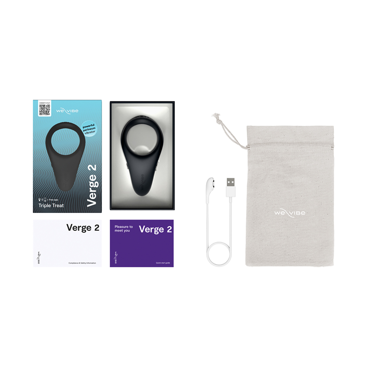 The Black We-Vibe vibrator resting on soft fabric surface