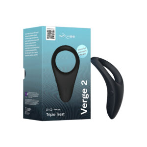Black We-Vibe vibrator Verge 2 Cockring shown in hand for scale