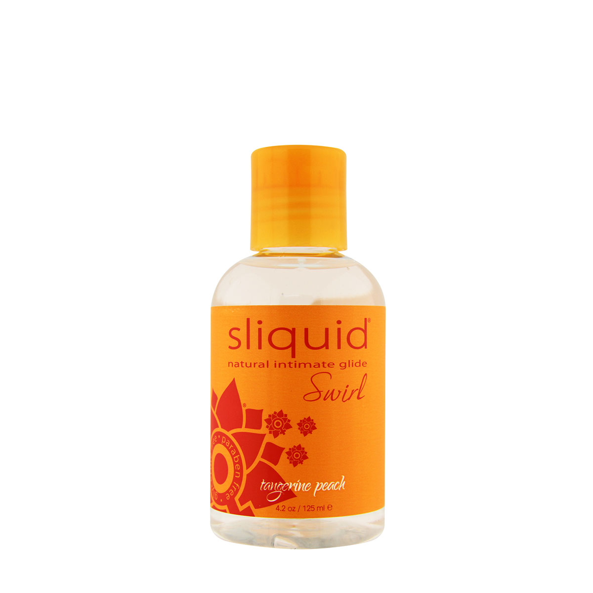 Bottle of 4.2 oz Flavored Lube Sliquid showing sweet, kissable formula