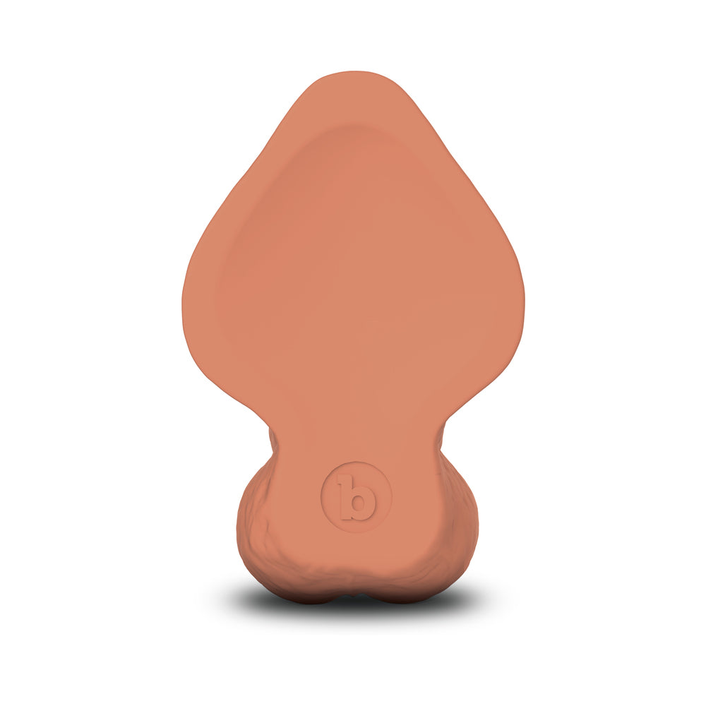 8 inch Dildo by b-Vibe in Tan Light Brown Mocha shown for pegging Her or Him