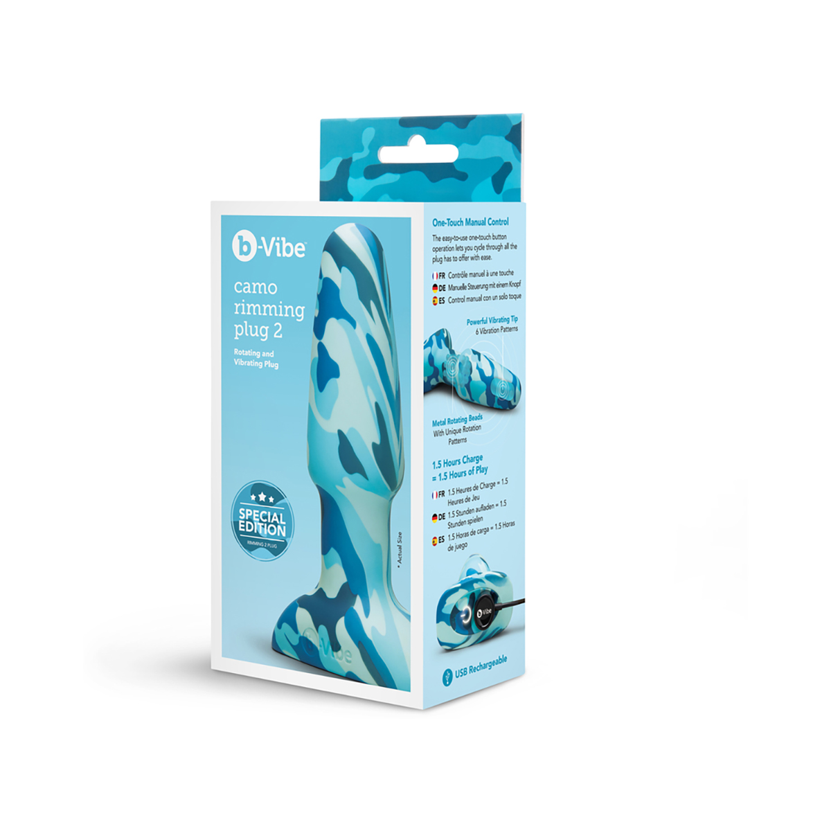 Close-up of the  B-Vibe vibrator for texture detail