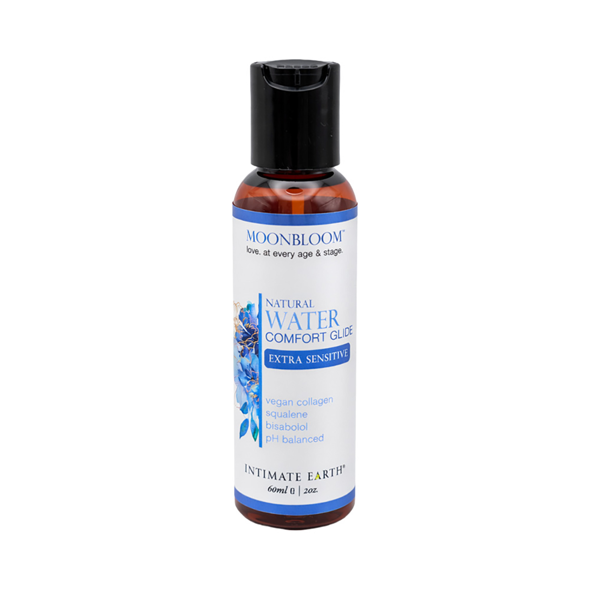 Bottle of  Hybrid Lube Intimate Earth showing water-silicone fusion formula
