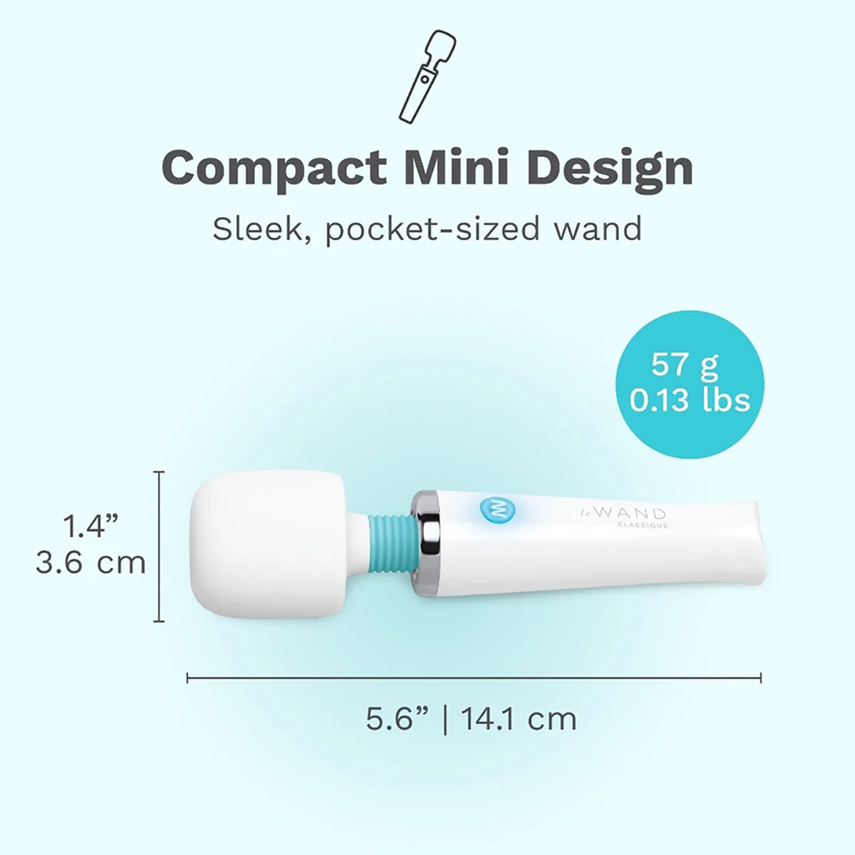 Angled view of the  Le Wand vibrator designed for intimate use