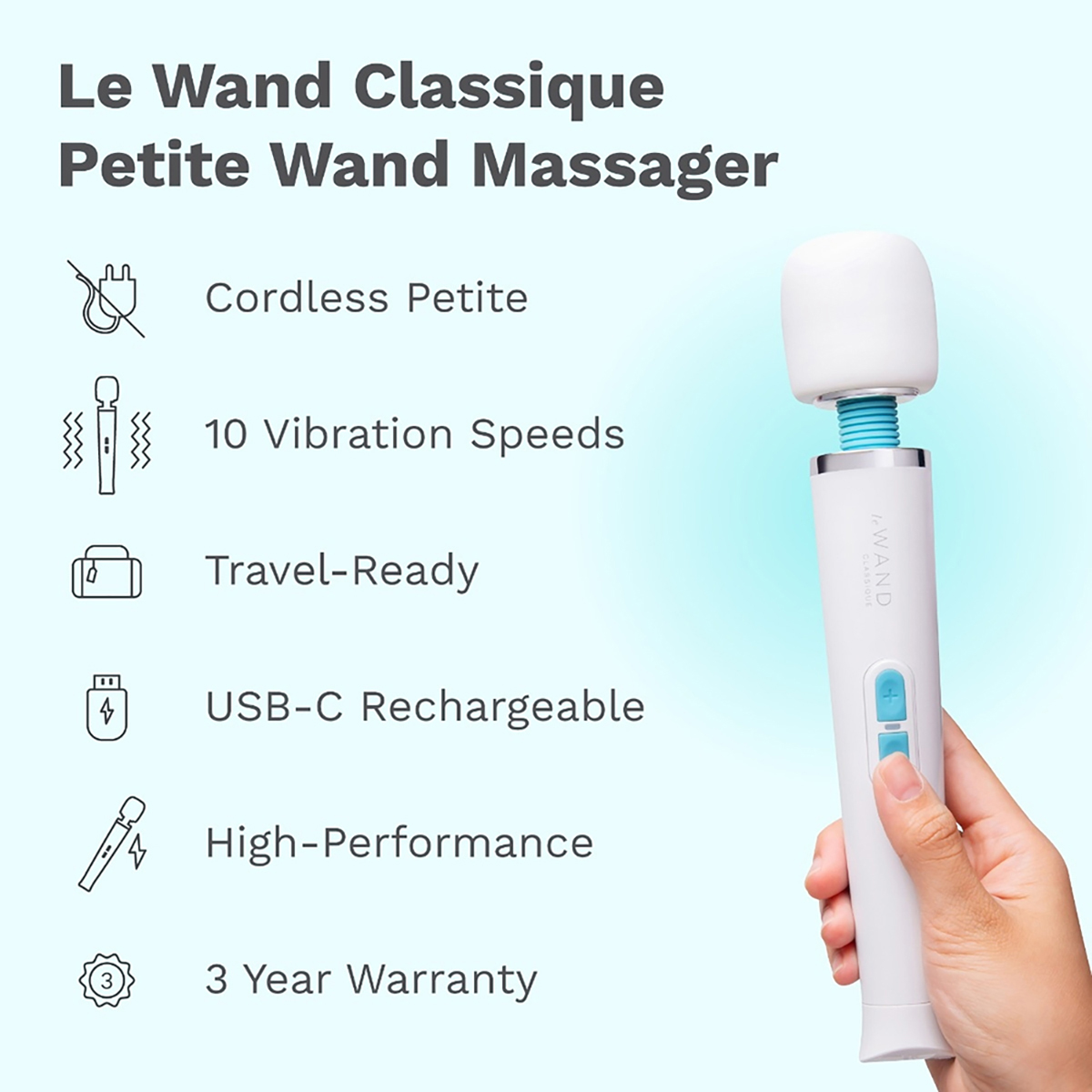 Fully assembled  Le Wand vibrator with smooth exterior