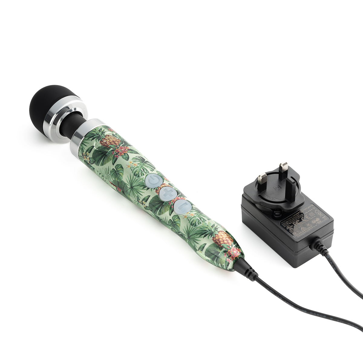 Doxy vibrator Die Cast 3 Pineapple shown in hand for scale