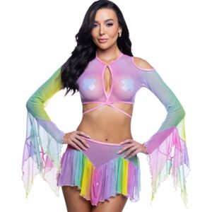 Pastel Flowing Top + Skirt Rave Outfit with a flowy top