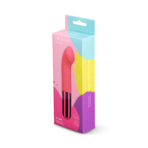Le Wand vibrator Mini G Love shown in hand for scale