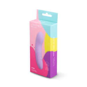 Le Wand vibrator Mini Glide shown in hand for scale