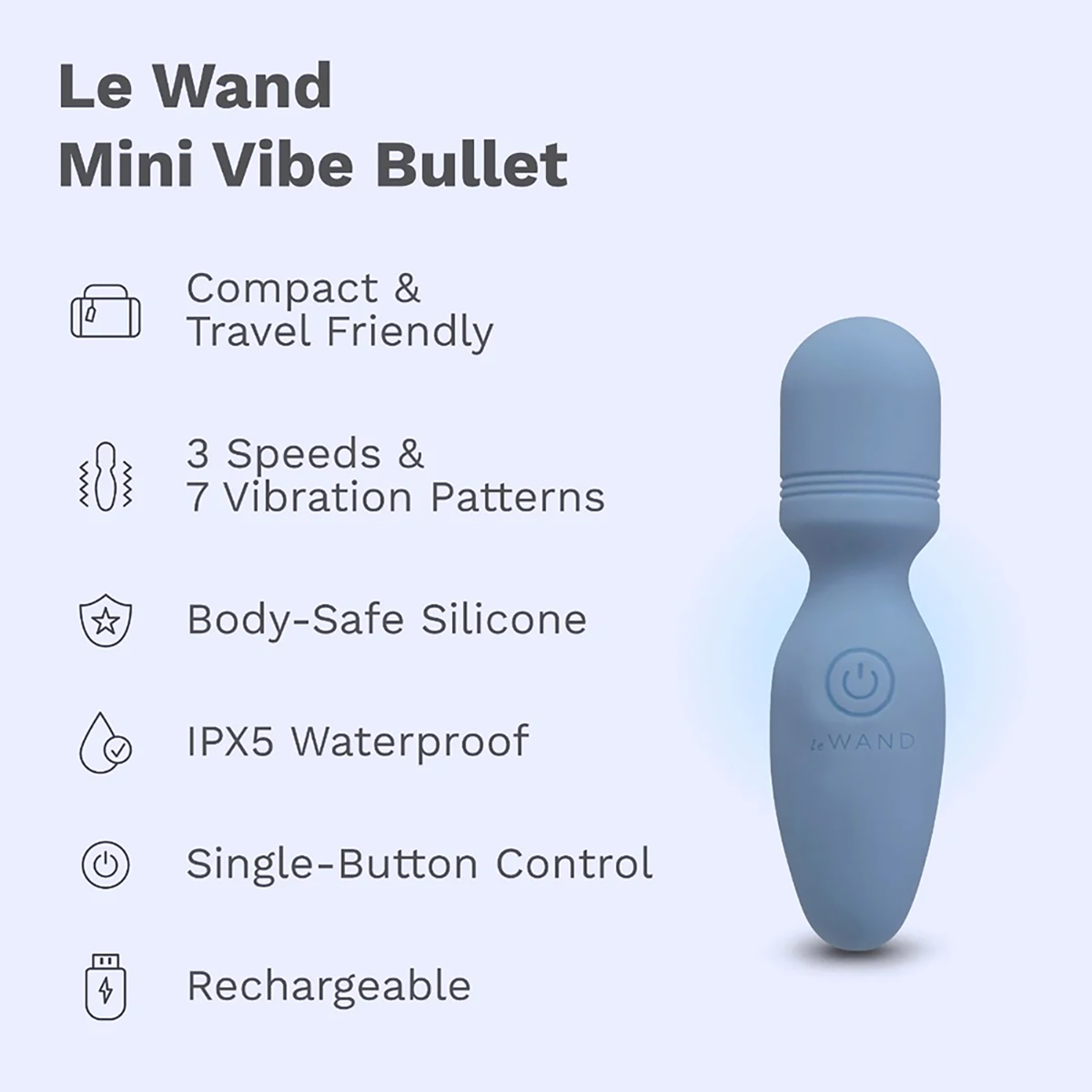 Fully assembled  Le-Wand vibrator with smooth exterior