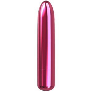 Pink BMS vibrator Point shown in hand for scale
