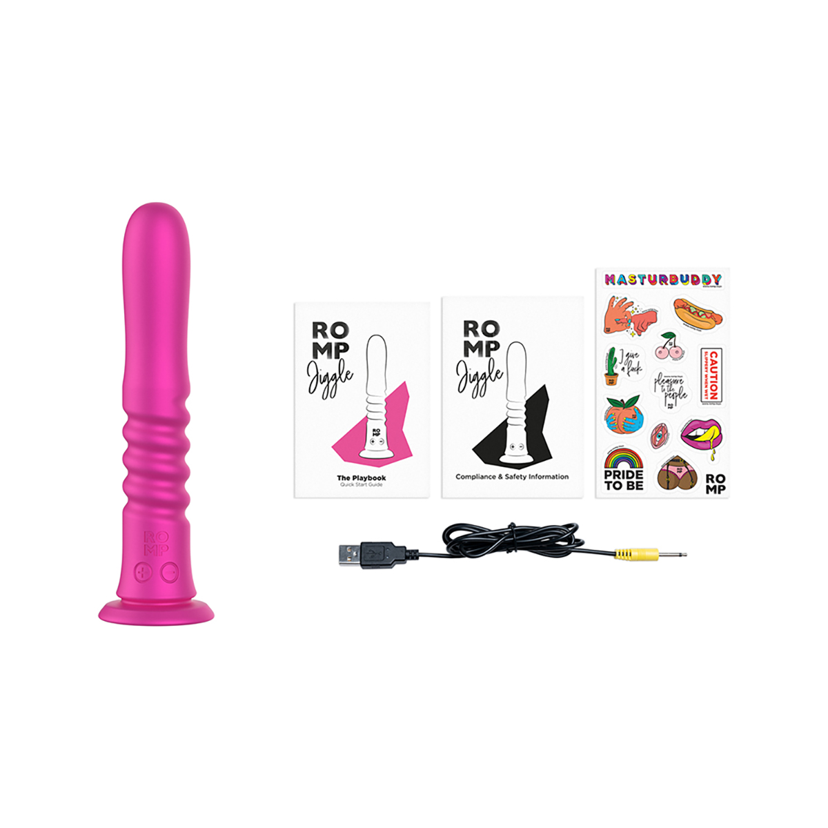 Angled view of the  ROMP vibrator designed for intimate use