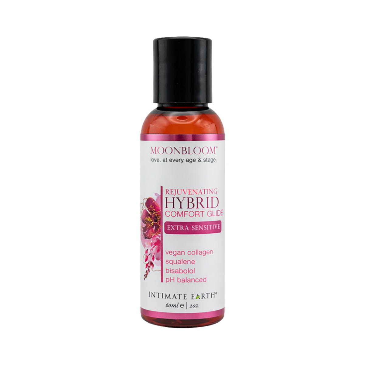 Bottle of  Water Based Lube Intimate Earth showing clean, lightweight formula