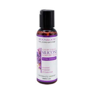 Bottle of  Water Based Lube Intimate Earth showing clean, lightweight formula
