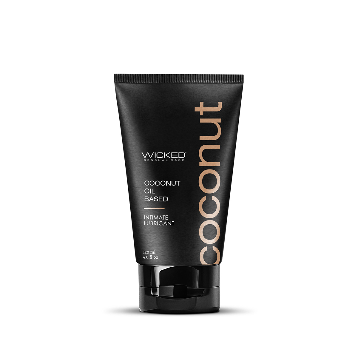 Bottle of  Water Based Lube Wicked showing clean, lightweight formula