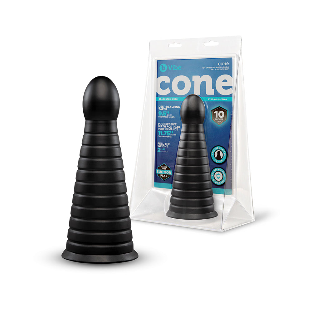 10 inch Dildo by b-Vibe in Black shown for use by Her or Him