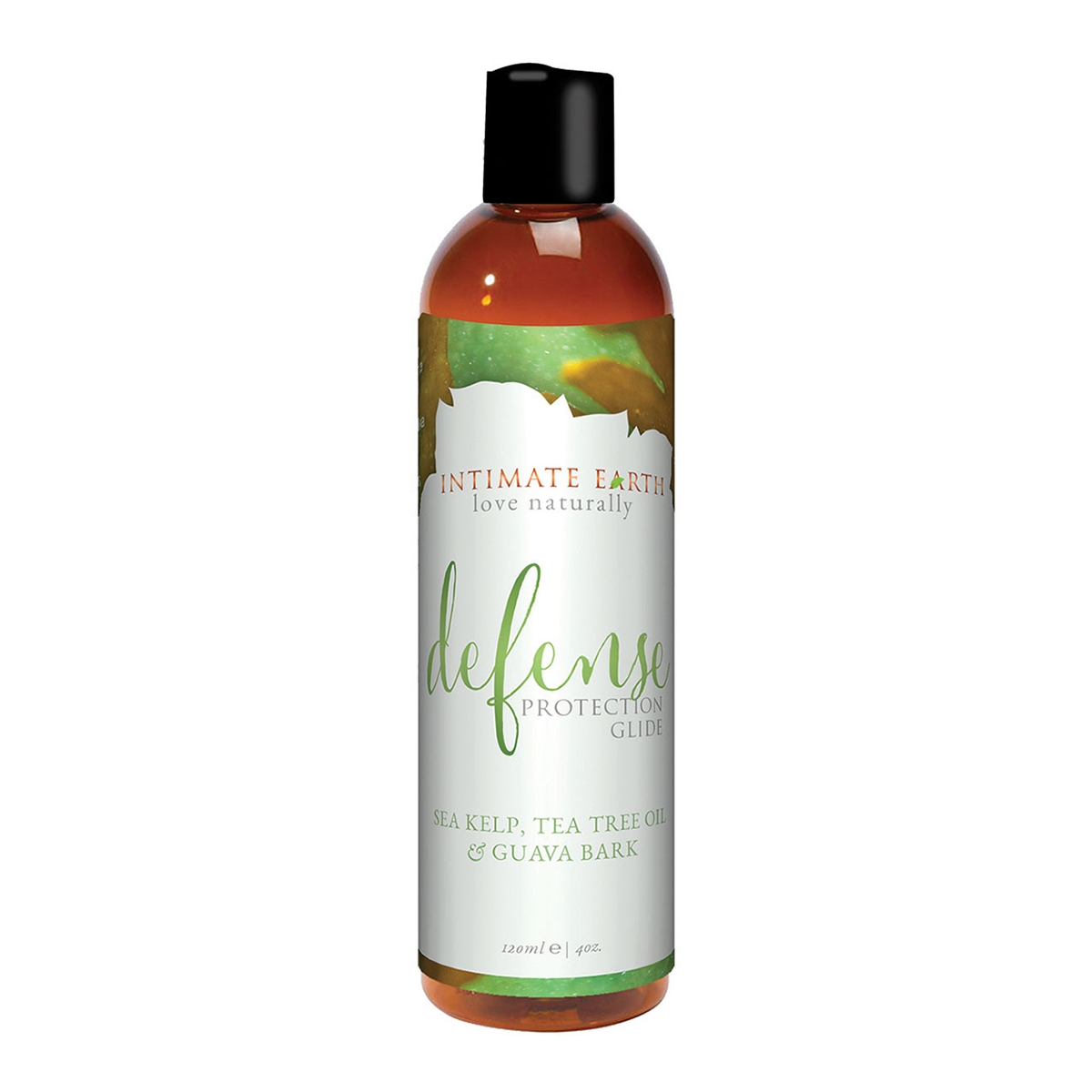 Bottle of 4 oz Organic Lube Intimate Earth showing clean, plant-based formula