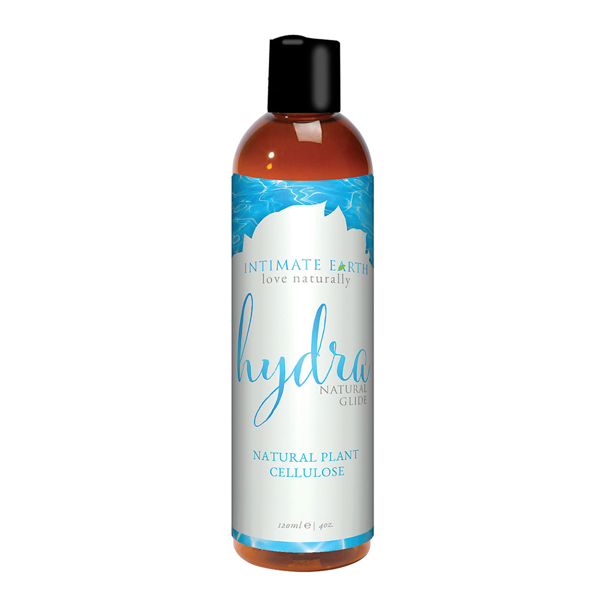 Bottle of 4 oz Organic Lube Intimate Earth showing clean, plant-based formula