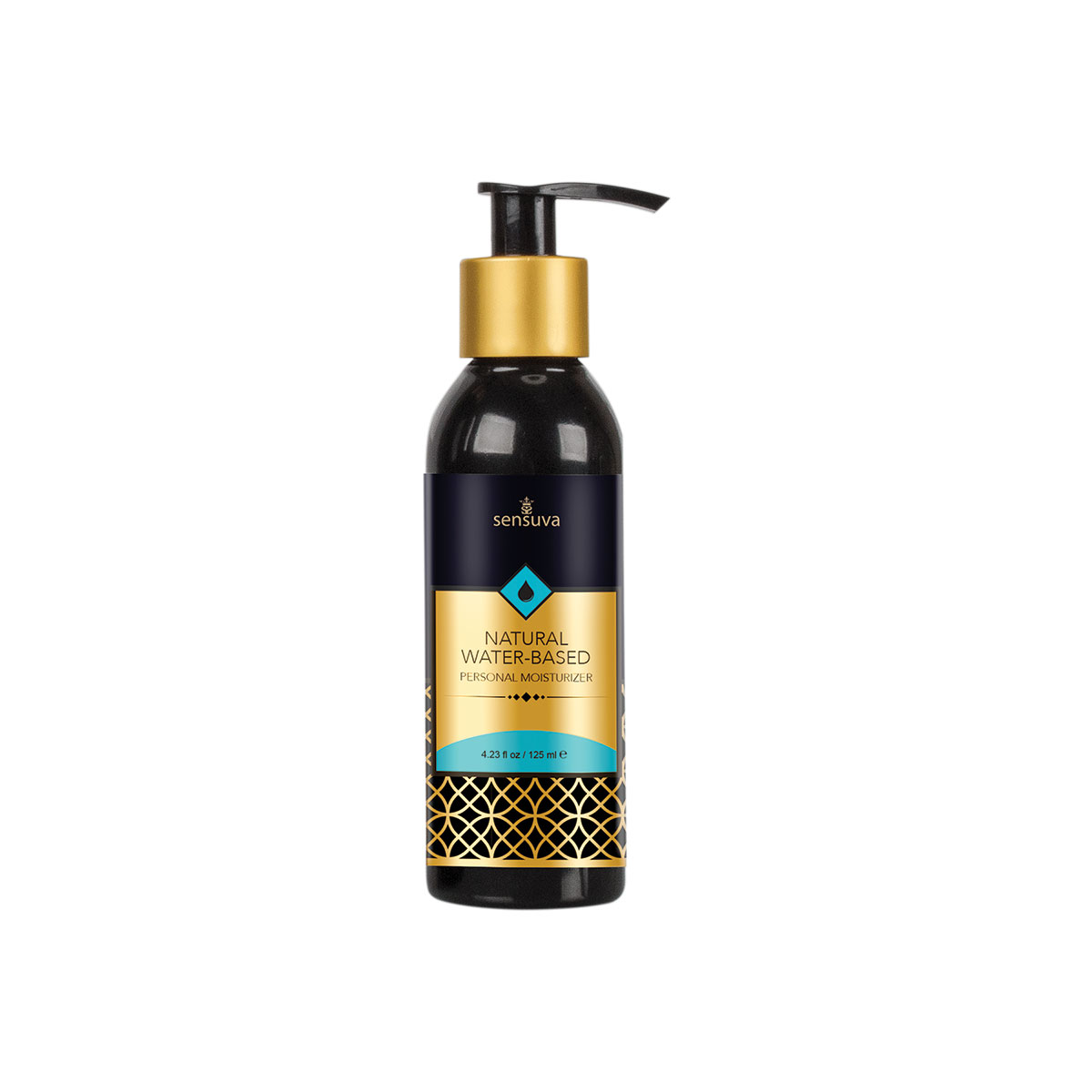 Bottle of 4.2 oz Organic Lube Sensuva showing clean, plant-based formula