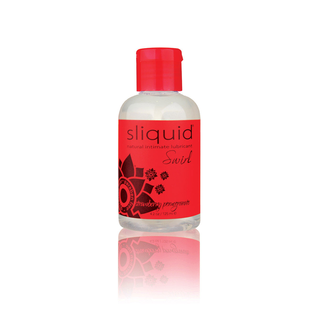 Bottle of 4.2 oz Water Based Lube Sliquid showing clean, lightweight formula